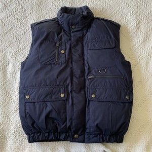 The Company Store Blue Button Down Snap/Zip Puffer Vest Jacket Coat Unisex Sz S